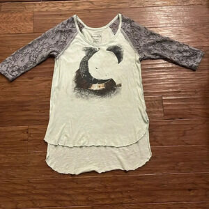 We the Free Thunder Moon Lace Sleeve Shirt Size M